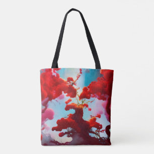 Abstracte rode bomen tote bag