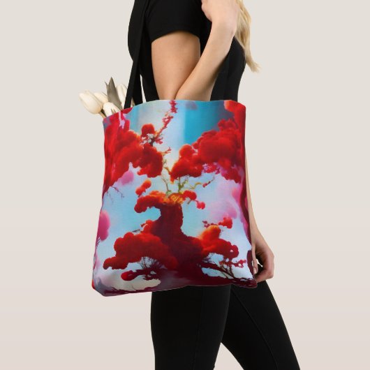 Abstracte rode bomen tote bag (Dichtbij)