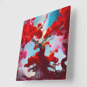 Abstracte rode bomen vierkante klok (Hoek)