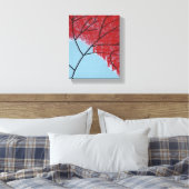 Abstracte rode boombladeren op blauwe achtergrond canvas afdruk (Insitu (Slaapkamer))