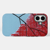 Abstracte rode boombladeren op blauwe achtergrond Case-Mate iPhone case (Achterkant (horizontaal))