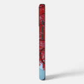 Abstracte rode boombladeren op blauwe achtergrond Case-Mate iPhone case (Achterkant / Links)
