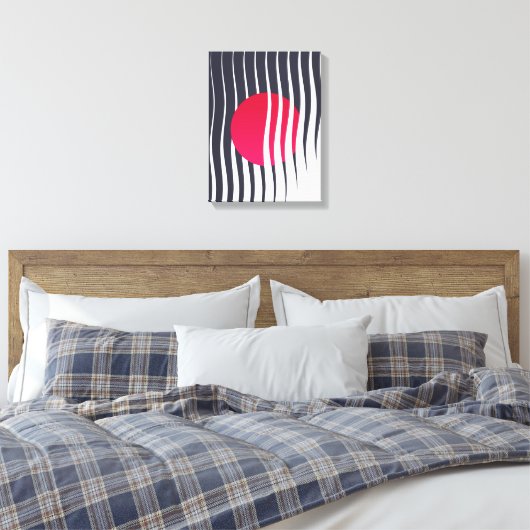 Abstracte rode cirkel en golflijnen canvas afdruk (Insitu (Slaapkamer))