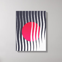 Abstracte rode cirkel en golflijnen canvas afdruk