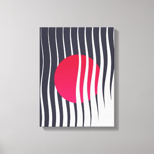Abstracte rode cirkel en golflijnen canvas afdruk (Voorkant)