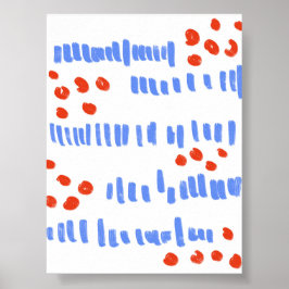 Abstracte rode en blauwe penseelstreken poster