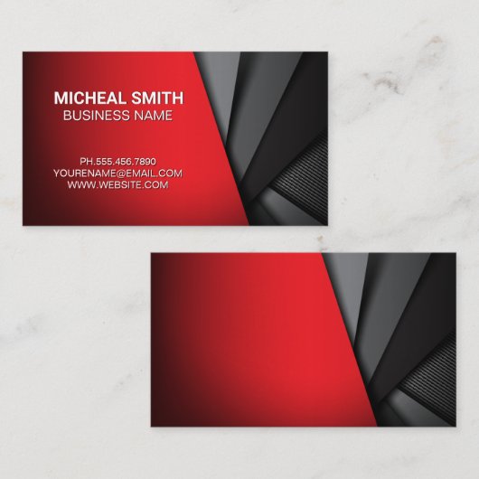 Abstracte rode en donkere koolstofvezelpanelen visitekaartje (Voorkant / Achterkant)