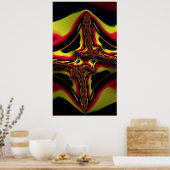 Abstracte rode en gele Alien backbone Fractal Art Poster (Keuken)