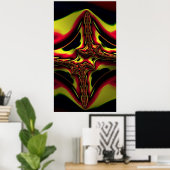 Abstracte rode en gele Alien backbone Fractal Art Poster (Thuiskantoor)