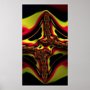Abstracte rode en gele Alien backbone Fractal Art Poster