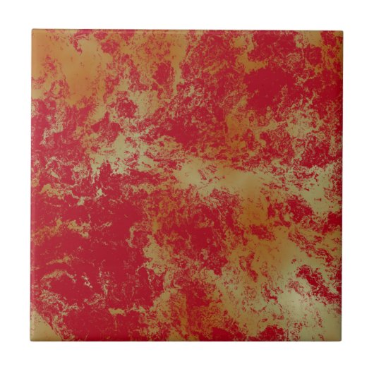 abstracte rode en gele marmer tegeltje (Voorkant)