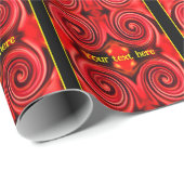 Abstracte rode en gele wervelingen gepersonaliseer cadeaupapier (Rol Hoek)