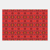 Abstracte rode en gele wervelingen gepersonaliseer inpakpapier vel (Voorkant 3)