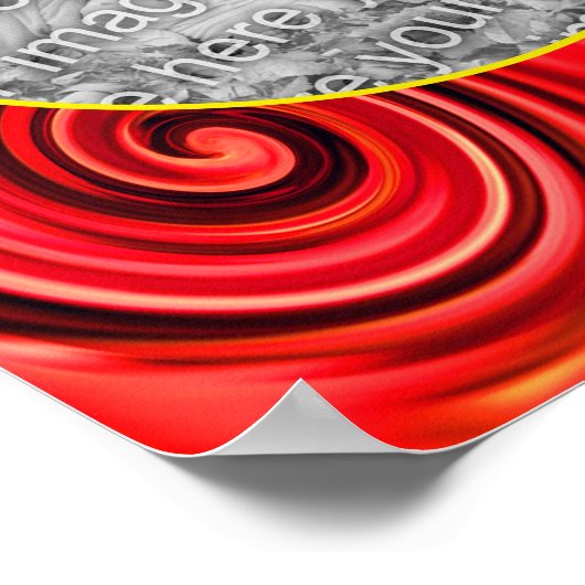 Abstracte rode en gele wervelingen Voeg je eigen f Poster (Hoek)