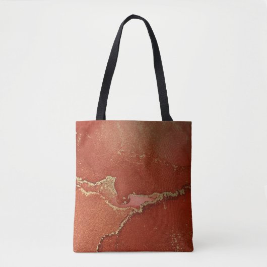 Abstracte rode en goudalcoholinkt Vloeibare kunst Tote Bag (Voorkant)