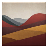 Abstracte rode en gouden berglandschapskunst foto afdruk (Voorkant)
