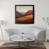 Abstracte rode en gouden berglandschapskunst foto afdruk