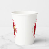 Abstracte rode en gouden kerstbomen en bier papieren bekers (Rechts)