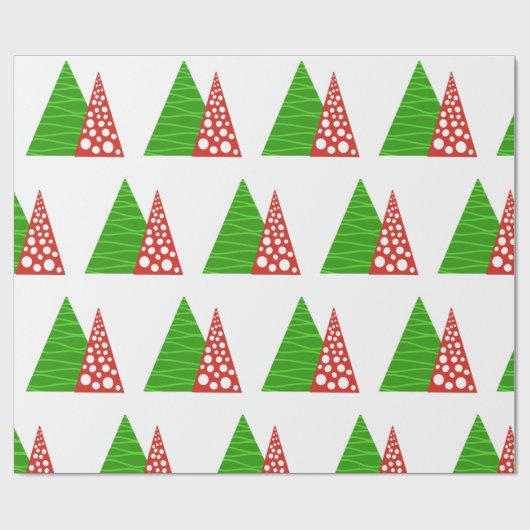 Abstracte rode en groene bomen cadeaupapier (Vlak)