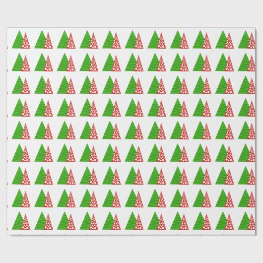 Abstracte, rode en groene kerstbomen cadeaupapier (Vlak)