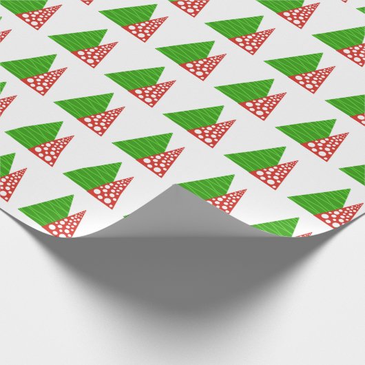 Abstracte, rode en groene kerstbomen cadeaupapier (Hoek)