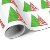 Abstracte, rode en groene kerstbomen cadeaupapier (Rol Hoek)