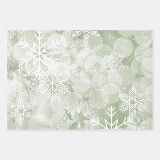 Abstracte rode en groene sneeuwvlokken en holly inpakpapier vel (Voorkant 2)