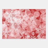 Abstracte rode en groene sneeuwvlokken en holly inpakpapier vel (Voorkant)