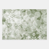 Abstracte rode en groene sneeuwvlokken en holly inpakpapier vel (Voorkant 3)