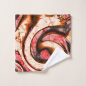 Abstracte rode en koraalvlekken met een houtachtig bad handdoek (Wasdoekje)