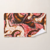 Abstracte rode en koraalvlekken met een houtachtig bad handdoek (Handdoek)