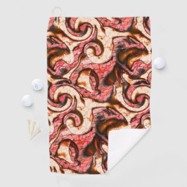 Abstracte rode en koraalvlekken met een houtachtig golfhanddoek