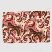 Abstracte rode en koraalvlekken met een houtachtig golfhanddoek (Horizontaal)