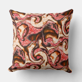 Abstracte rode en koraalvlekken met een houtachtig kussen