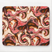 Abstracte rode en koraalvlekken met een houtachtig muismat (Voorkant)