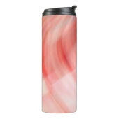 abstracte rode en roze achtergrond met witte ringe thermosbeker (Gedraaid links)