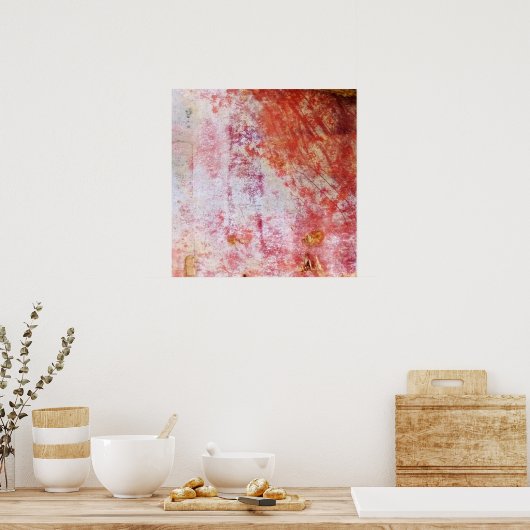Abstracte rode en witte grungy-verf poster (Keuken)