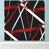 Abstracte rode en witte lijnen op zwarte achtergro canvas afdruk (Insitu (Houten vloer))