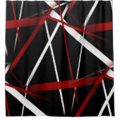 Abstracte rode en witte lijnen op zwarte achtergro douchegordijn (Voorkant)