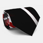 Abstracte rode en witte lijnen op zwarte achtergro stropdas (Opgerold)