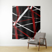 Abstracte rode en witte lijnen op zwarte achtergro wandkleed (In situ)