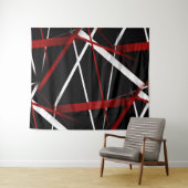 Abstracte rode en witte lijnen op zwarte achtergro wandkleed (In Situ (horizontaal))