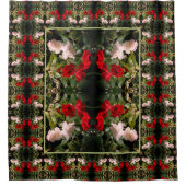 Abstracte rode en witte Rozen Douchegordijn (Voorkant)