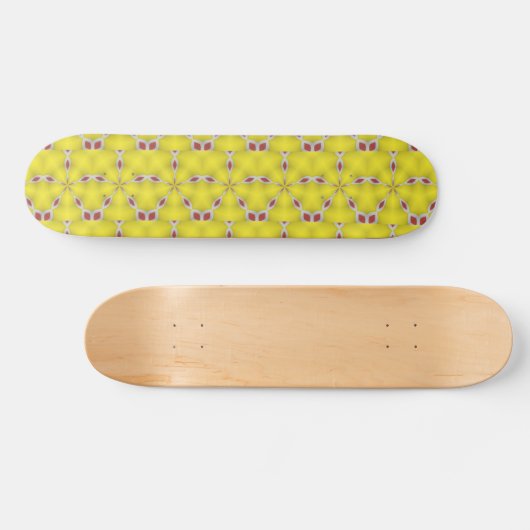 Abstracte rode en witte sterren op geel persoonlijk skateboard (Horizontaal)