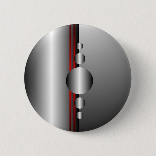 Abstracte rode en zilveren metalen kijk ronde button 5,7 cm (Voorkant)