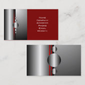 Abstracte rode en zilveren metalen kijk visitekaartje (Voorkant / Achterkant)