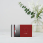 Abstracte rode en zilveren metalen kijk visitekaartje (Staand voorkant)