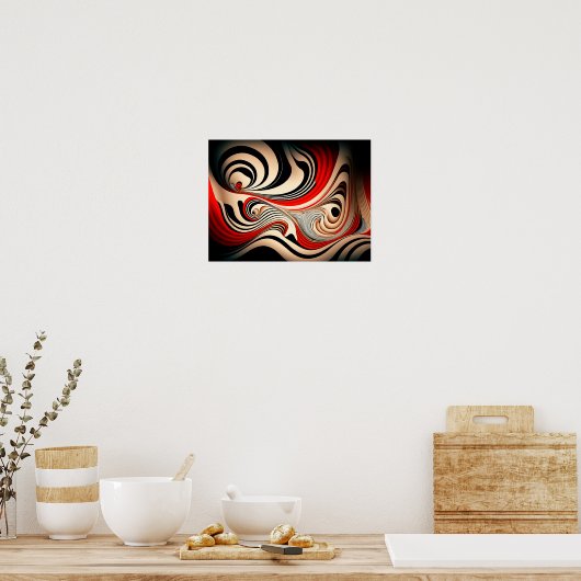 Abstracte rode en zwarte achtergrond. poster (Keuken)