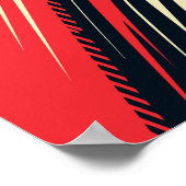 Abstracte rode en zwarte dynamische gebogen lijnen poster (Hoek)
