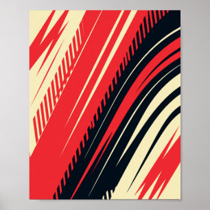 Abstracte rode en zwarte dynamische gebogen lijnen poster